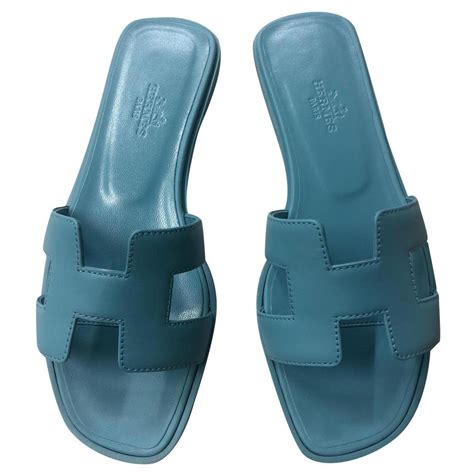 blue and green hermes sandals|Hermes slides for women.